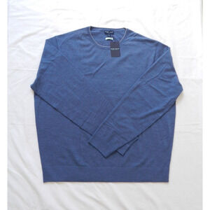 NWT Peter Millar Crown Excursionist Flex Crew Merino Wool Sweater Blue Men XXL